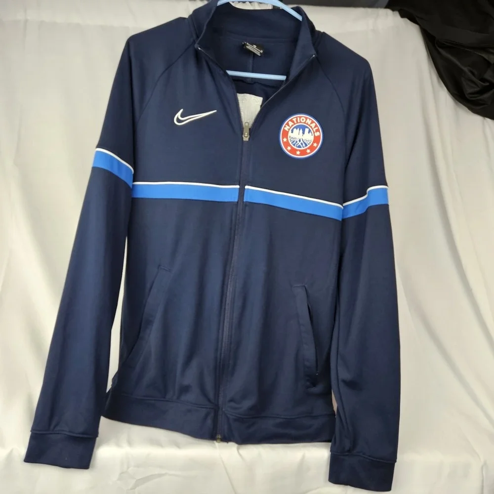 Nike Jacket‎ Womens Medium Blue Full Zip Nationals Track Swoosh Embroidered Logo